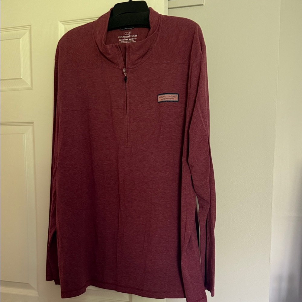 Vineyard Vines Men's Burgundy Quarter Zip-Up Sweater